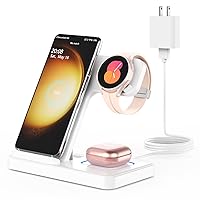 Wireless Charger for Samsung Charging Station: GEEKERA 3 in 1 Foldable Phone Charger Stand for Galaxy Watch6/5 Pro/4/3/Active, S24 Ultra/S24 Plus/S23/S22/S21, Z Fold/Flip Series, Android, Buds 2 Pro