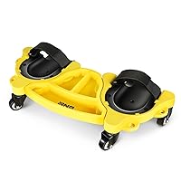 DNA MOTORING Rolling Knee Pad with Wheels, Cushion Kneeling Dolly Creeper with Tool Tray for Garage Workshop Garden, Yellow, TOOLS-00370