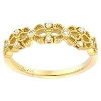 14k Gold Flower Engagement Ring for Women Diamond Accent 3/16 inch wide, size 6-9