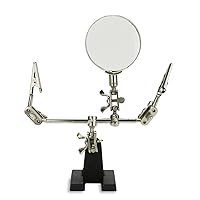 01902 Adjustable Helping Hand with Magnifying Glass, Third Hand Solder Aid, Soldering Wire Station Stand with Dual Alligator Clips and a Heavy Base, Beading & Jewelry Making Tools, Solder Holder