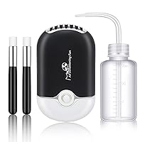 USB & Mini Portable Fan + Lash Shampoo Brushes + Economy Plastic Squeeze Bottle, Rechargeable Electric Handheld Air Conditioning Cooling Refrigeration Fan For Eyelash(Black)