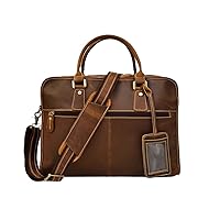 Men Briefcase Bag Genuine Cow Leather 15'' Laptop Business Totes Crazy Horse Leather Large Messenger Document Bag