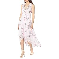 Calvin Klein Chiffon Print V-Neck Maxi Dress Blush Multi 10