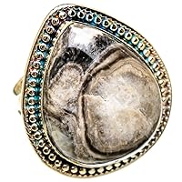 Ana Silver Co Large Pinolith Jasper Ring Size 6.75 (925 Sterling Silver) - Handmade Jewelry, Bohemian, Vintage RING106210