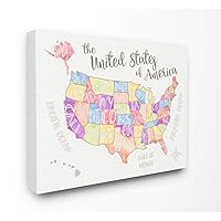 Stupell Home Décor United States US Map Water Color Oversized Stretched Canvas Wall Art, 24 x 1.5 x 30, Proudly Made in USA