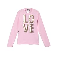 Pink Long Sleeve T with Gold Love Sequins