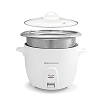 Elite Gourmet ERC-2020 Electric Rice Cooker with Stainless Steel Inner Pot Makes Soups, Stews, Grains, Cereals, Keep Warm Feature, 20 Cups Cooked (10 Cups Uncooked), White