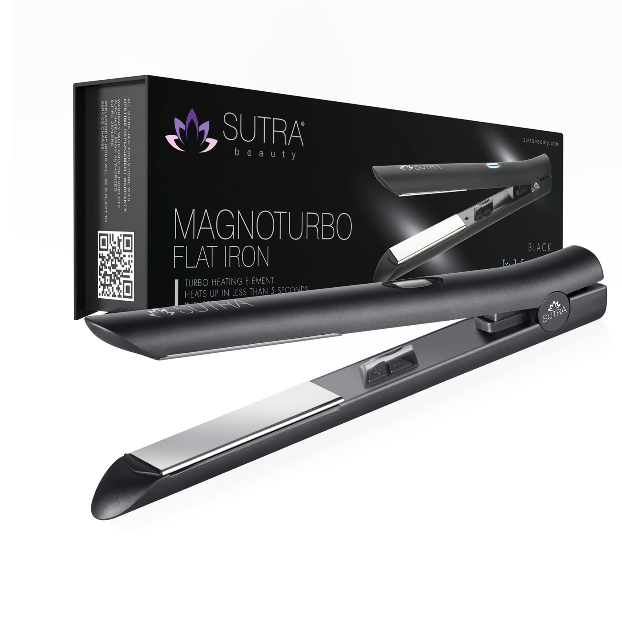 SUTRA Professional Magno Turbo Flat Iron Titanium Hair Straightener, Rapid Heat up to 450°F LCD Display, Dual Voltage, Auto Shut Off, 1-inch