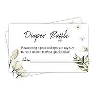 50 Greenery Diaper Raffle Tickets for Girl or Boy Baby Shower Invitations, Baby Shower Games, with Name Line 3.5