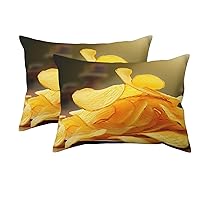 2 Pack Standard Size Pillow Cases with Envelope Closure Potato Chips Pillow Cover 20x36 Inches Soft Breathable Pillowcase for Hair and Skin, Sleeping Gift