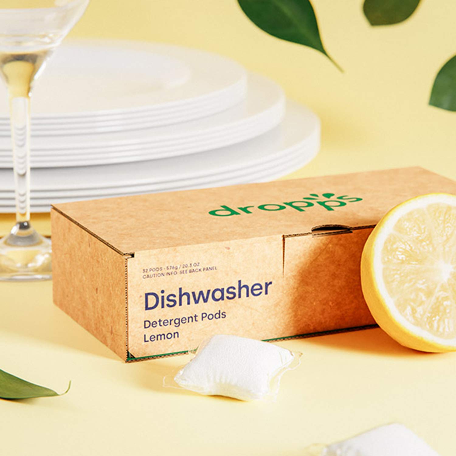 Dropps Dishwasher Detergent | Lemon, 64 Pods | Deep Cleans for Sparkling, Shiny Dishes| Low-Waste Packaging | No Rinse Aid or Pre-Wash Needed | Powered by Natural Mineral-Based Ingredients