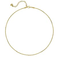 MEVECCO Yellow Gold Choker Necklace 18K Gold Plated Simple Solid Round Snake Chain Necklace for Women Men Snake Bone Chain Choker Dainty Minimalist Jewelry Gifts