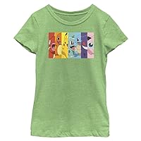 Pokemon Poke Rainbow Girls Short Sleeve Tee Shirt