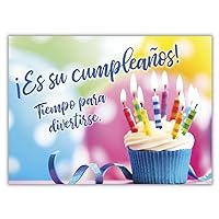 25 Feliz Cumpleaños Cards - Spanish Birthday Cards with Festive Cupcake Design - 26 White Envelopes - FSC Mix