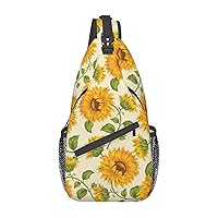 Beautiful Yellow Sunflower Sling Bag Crossbody Backpack Sling Backpack Shoulder Bag For Women Men Cycling Hiking Travel