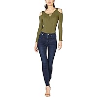 Womens Ribbed Bodysuit Jumpsuit, Green, X-Small