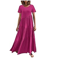 Spring Fashion for Women 2023, Womens Fashion Casual Maxi Dress Short Sleeve Elegant Irregular Party Dress