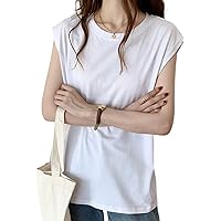 MARIA MARFA 3S-M38 Women's French Sleeve T-Shirt, Simple, Solid Color, Top, Pullover