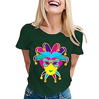 Going Out Tops for Women with Big Breast Women Casual Mardi Round Neck Short Sleeve T Shirt Feather Holiday Lo