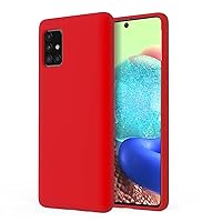 Galaxy A71 5G Case, Liquid Silicone Case Dual Layer Hybrid Hard PC Soft Silicone Gel Rubber Slim Phone Case for Samsung Galaxy A71 5G, Red