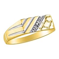 Rylos Mens Rings 14K Yellow Gold - Mens Diamond Nugget Ring Dad Ring Rings For Men Mens Jewelry Gold Rings