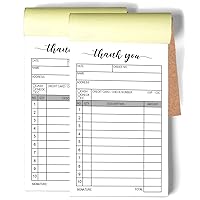 2 Packs 50-Set Thank You Receipt Book, Carbon Duplicate Copy Sales Receipt Form, Invoice Booklet for Stores, Warehouses, Offices, and Restaurants, 3.4x5.5 Handheld, 2-Part Carbonless-White/Yellow.