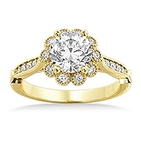 14k Gold Tulip Diamond Halo Engagement Ring Setting (0.23ct)