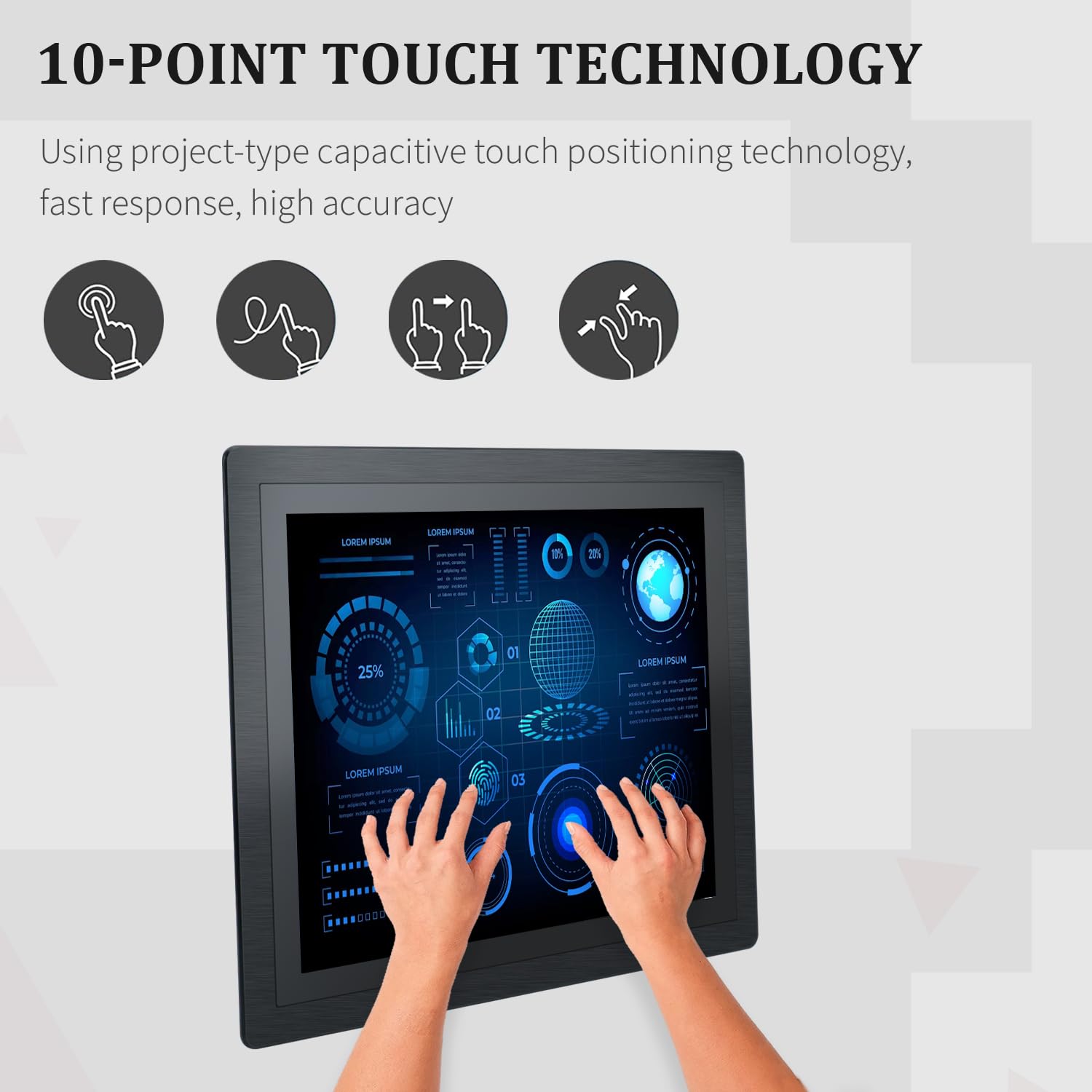 TouchWo 15 inch Industrial Embedded Touch Panel PC, Android All in One Mini PC with Open Frame Capacitive Touchscreen Monitor, RK3568 RAM 4G & ROM 32G Industrial PC Built-in Speakers