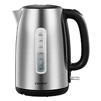 Stainless Steel Electric Kettle, 1.7 Liter Tea Kettle Electric & Hot Water Kettle, 1500W Fast Boil with LED Light, Auto Shut-Off and Boil-Dry Protection