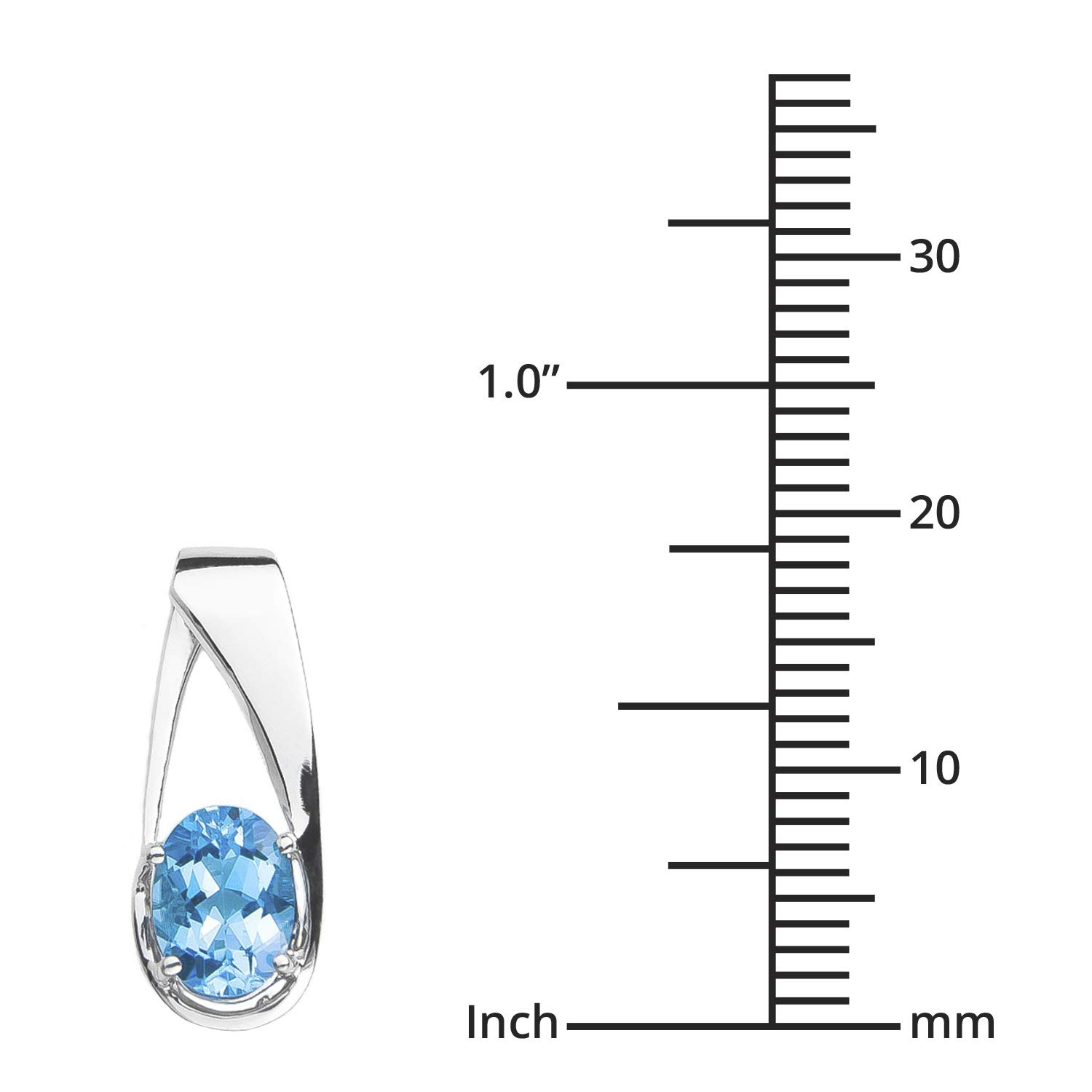 The Diamond Deal Lab Created Oval 6.00MM London Blue Topaz Gemstone December Birthstone Heart Pendant Necklace Charm in 10k SOLID White Gold With 18
