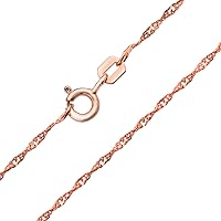 Thin 1.5MM Singapore Twist Rope Chain Necklace For Women Rose Gold Plated .925 Sterling Silver Made Italy 14 16 18 20 24 Inch