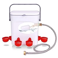 Automatic Chicken Waterer with Float Valve Kit Hose Attachment and 4 Poultry Water Cups, Duck Chicken Water Feeder Poultry Waterer Chicken Coop Water Dispenser (2 Gallons)
