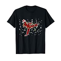 Taekwondo Martial Arts Santa Holiday Plaid Christmas T-Shirt