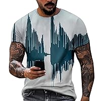 Mens Big and Tall Retro Creative Letter Printed Casual Short Sleeve Shirt Round Neck Loose Summer Fashion T Shirt
