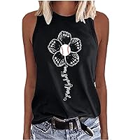 Proud Baseball Mom Letter Tank Tops for Womens Summer Crewneck Sleeveless Flower Blouses Casual Loose Fit Cut Funny Shirts