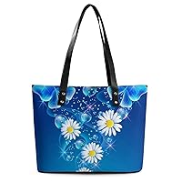 Womens Handbag Butterflies And Daisy Leather Tote Bag Top Handle Satchel Bags For Lady