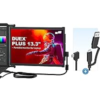 Duex Plus with 2-in-1 USB Cable, Portable Monitor for Laptop【2023 Upgrade】 Mobile Pixels 13.3