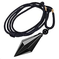 Adjustable 18”-26” Healing Faceted Crystal Point Pendant Necklace for Men and Women Unisex Reiki Stone Pendulum Necklace for Dowsing Divination