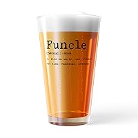 Crazy Dog T-Shirts Funcle Definition Pint Glass Funny Uncle Family Fun Graphic Novelty Cup-16 oz Funny Drinking Glasses Uncle Funny Sarcastic Novelty Drinking Glasses White Standard
