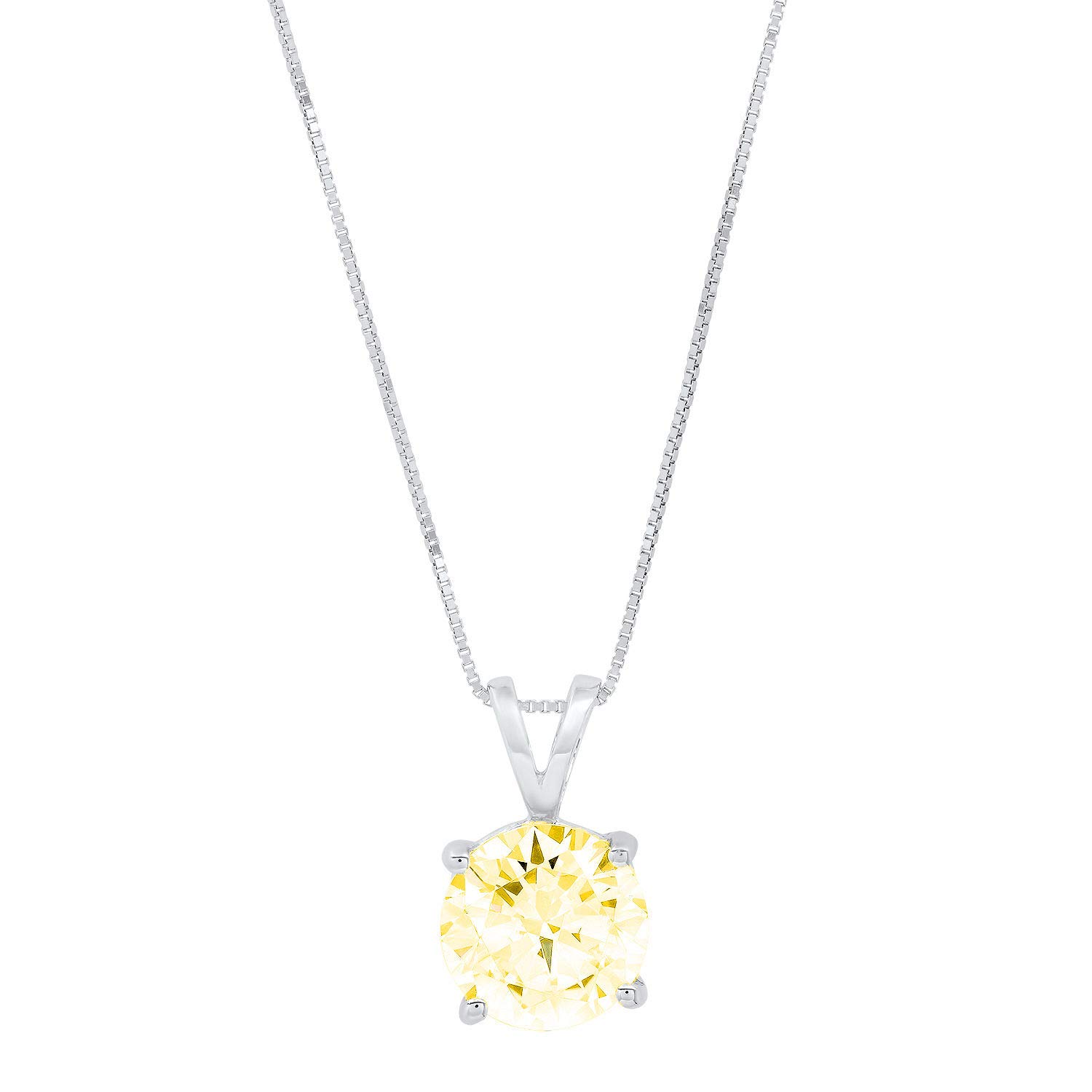 Clara Pucci 0.50 ct Brilliant Round Cut Stunning Genuine Flawless Yellow Simulated Diamond Gemstone Solitaire Pendant Necklace With 18
