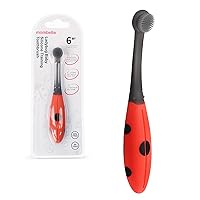 Mombella Ladybug Baby Toothbrush 6 to 12 Months and Up, Extra Soft Silicone Infant to Toddler Training Toothbrush for Baby's First Teeth, Oral Care Teether Over 6m+, Clean and Massage Tender Gums 1pc