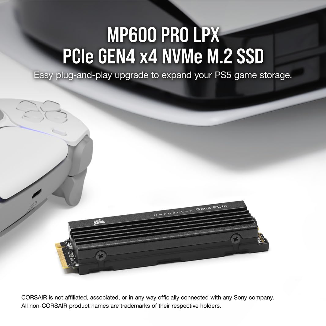 Corsair MP600 PRO LPX 8TB M.2 NVMe PCIe x4 Gen4 SSD - Optimized for PS5 (Up to 7,100MB/sec Sequential Read & 5,800MB/sec Sequential Write Speeds, High-Speed Interface, Compact Form Factor) Black