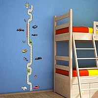 DIY Children Grows Up Height Measurement Growth Chart Measures Race Cars with Track Removable Wall Stickers Decals