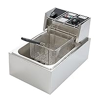 Commercial Electric Deep Fryer with Basket,Countertop Oil Fryer W/Temperature Control Outdoor Fryers Restaurant Adjustable Firepower For Restaurant Home Fries Chip,Silver