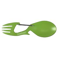 Ration Multi Tool Spork, Stainless Steel Spoon, Fork, Carabiner and Bottle Opener, Regular and XL Sizes