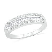DGOLD 10KT White Gold Baguette and Round Diamond Fashion Ring (1/4 cttw)