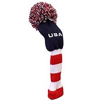 USA Stripes Pom Pom Golf Club Head Cover Available in Driver or Fairway/Hybrid Size (Each Sold Separately)