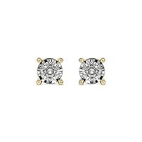 Sterling Silver Diamond Round-cut Solitaire Miracle Plate Stud Earring Love Gift for Women (I-J, I2)