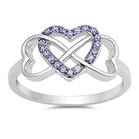 CHOOSE YOUR COLOR Sterling Silver Infinity Heart Promise Ring