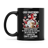 Short Cranky Woman Gnome Black Mug (15oz)